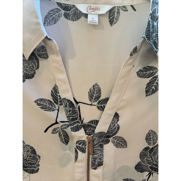 Candies Womens shirt Sleeveless Blouse top Sz M Floral pink Button Down - Picture 5 of 6